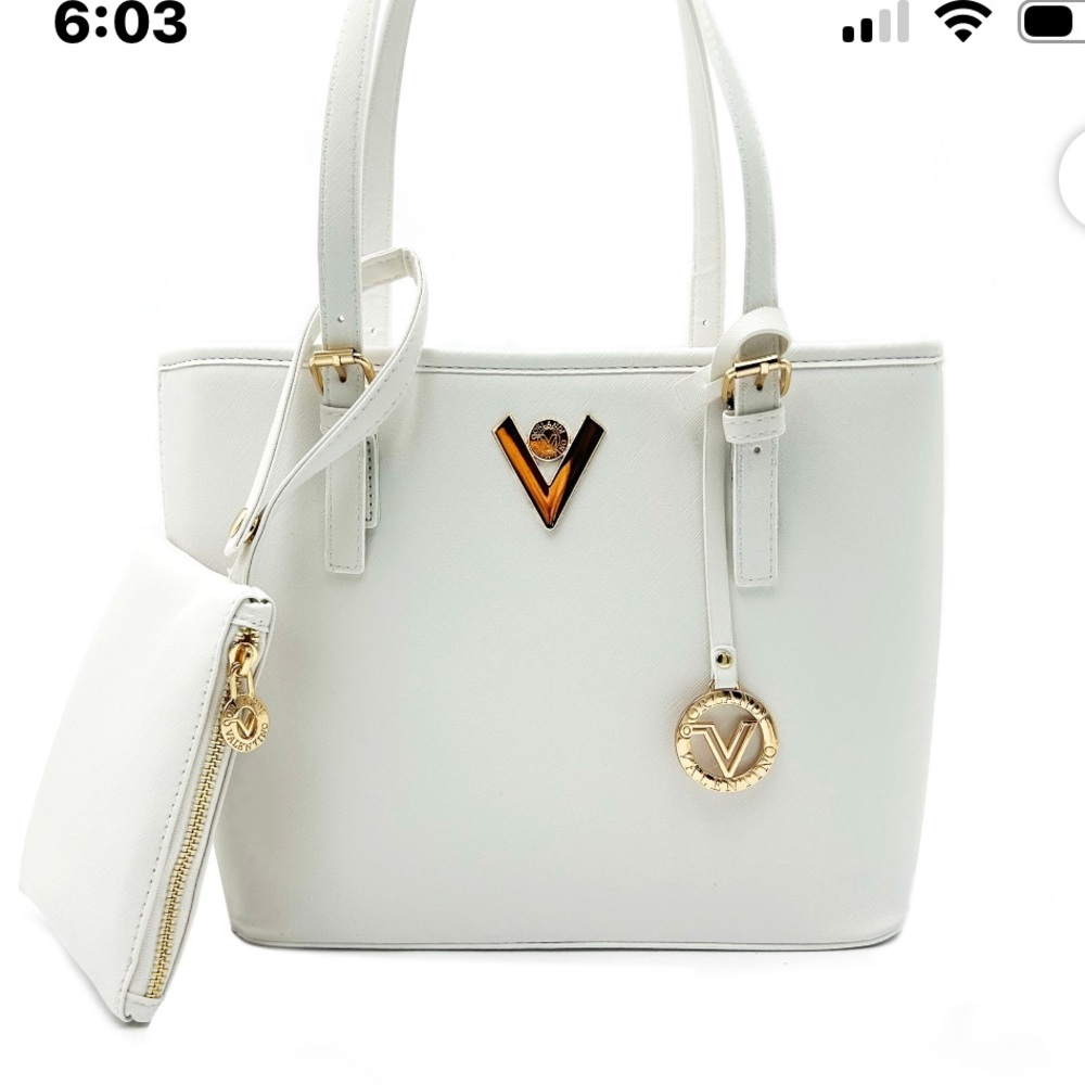 Valentino Orlandi White and Gold Shoulder Bag